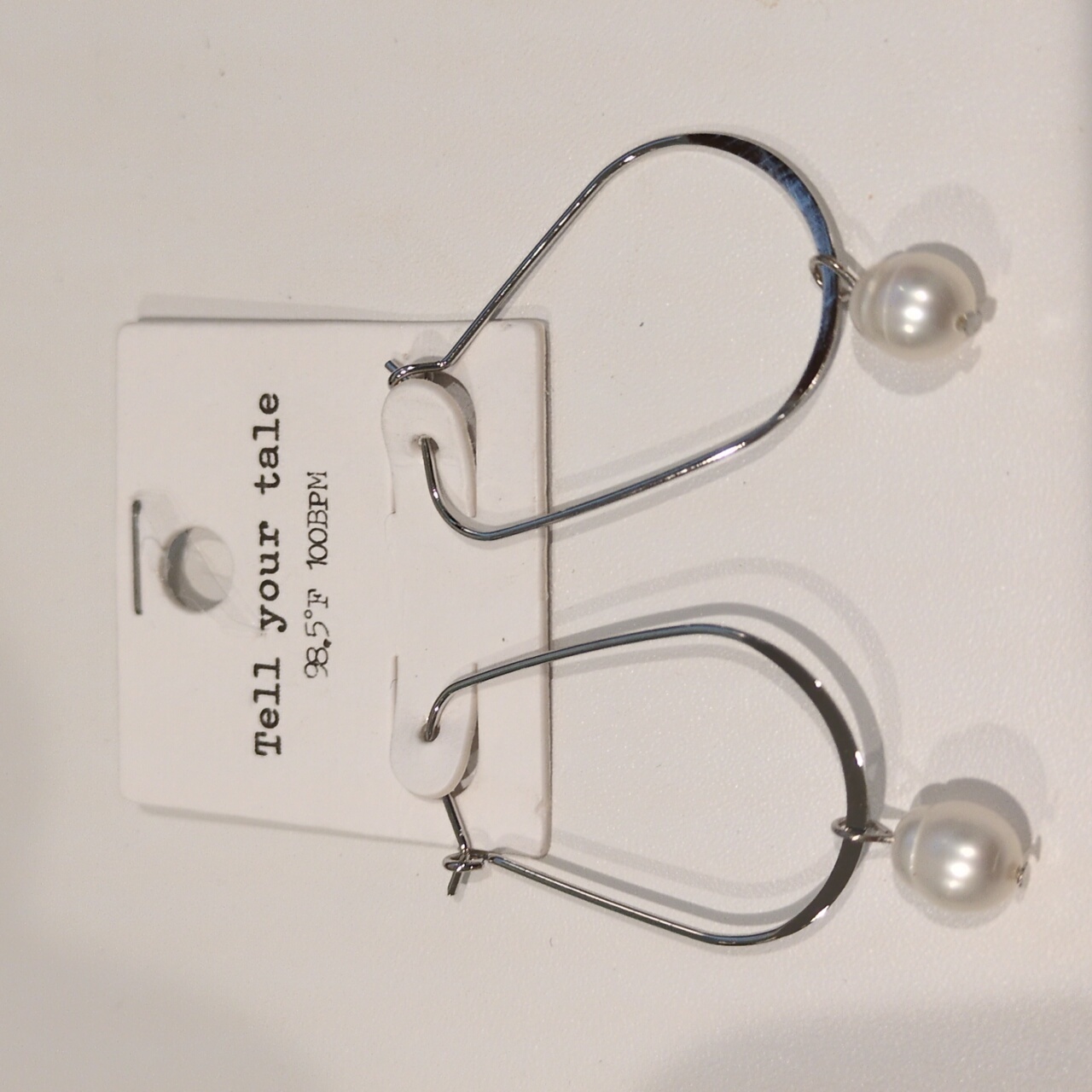 Nwt Tell Your Tale Silver And Pearl Hoop Earrings